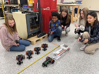 Students using the RC Tractor Pull Challenge
